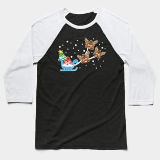 Christmas Poop Emoji T-shirt with Santa, Deer and Tree Baseball T-Shirt